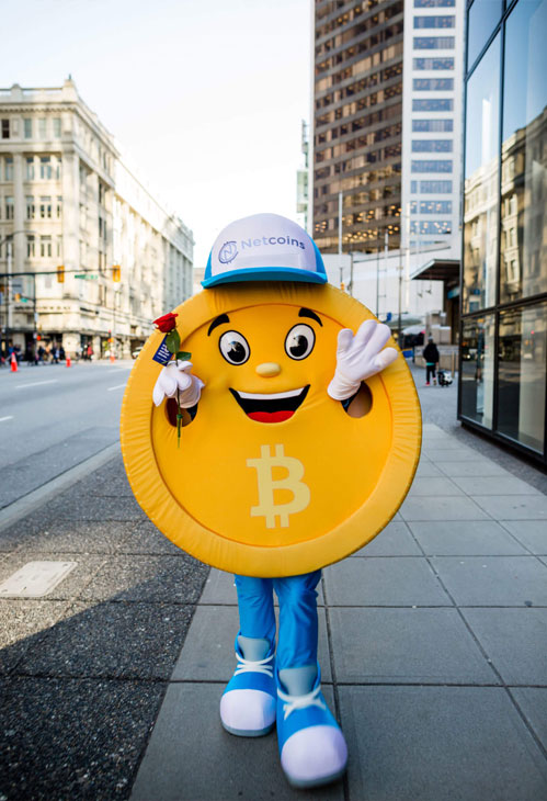 bitcoin mascot waving