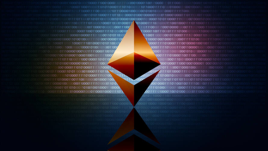 Gold Ethereum Logo With a Dark Background  Representing the Merge and What it Means for Investors